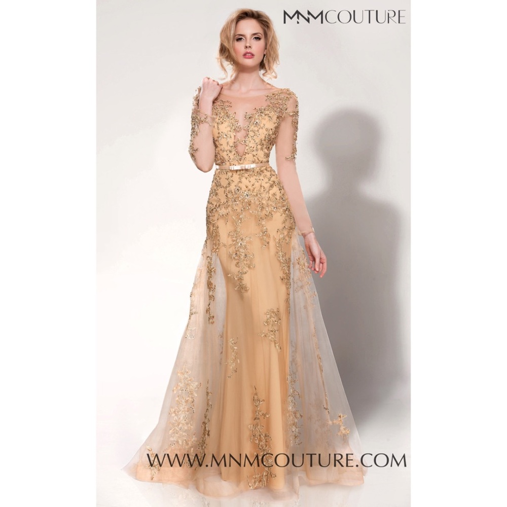 BWNT MNM Couture gold dress size 16/18